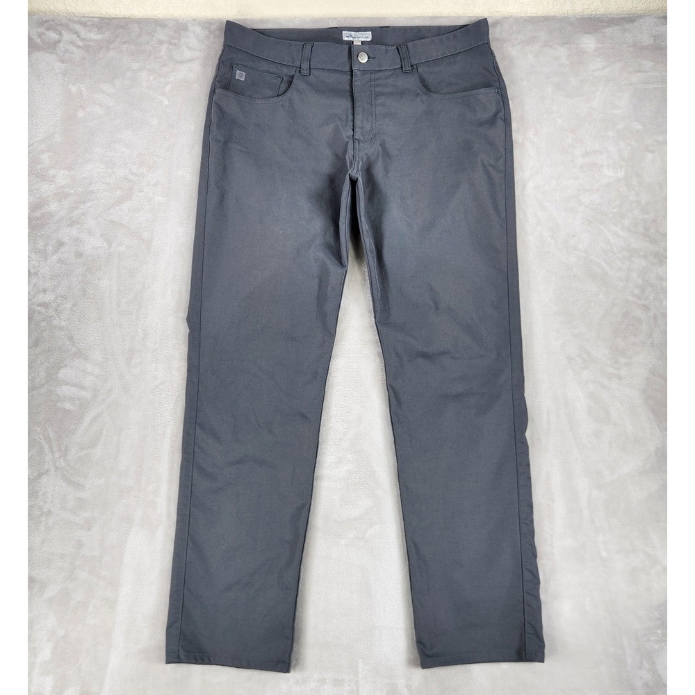 Peter Millar Mens 34x30 Gray EB66 Performance 5 Pocket Chino Golf Pants EB66FB